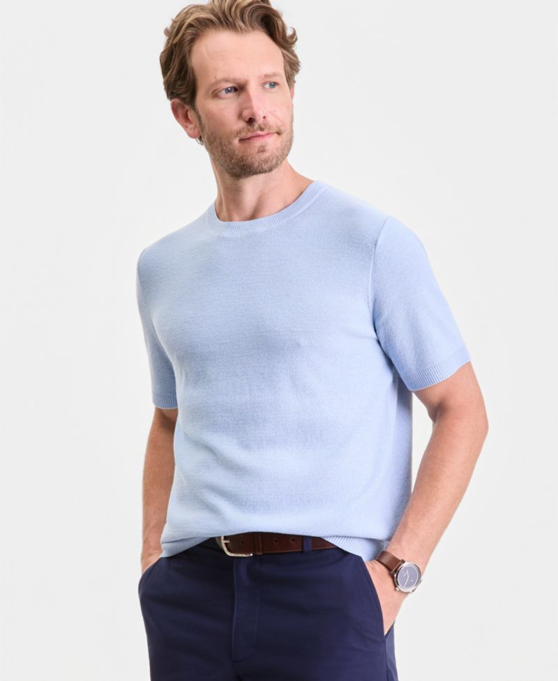 Men's Short-Sleeve Boucle Sweater T-Shirt