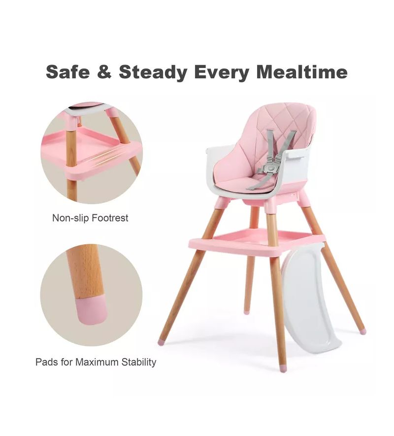 7-in-1 Convertible Baby High Chair with Removable Tray and 5-Point Harness