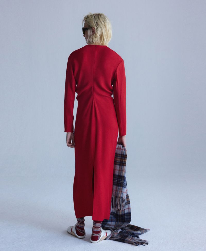 Women's Selection A-Line Midi Long-Sleeve Dress