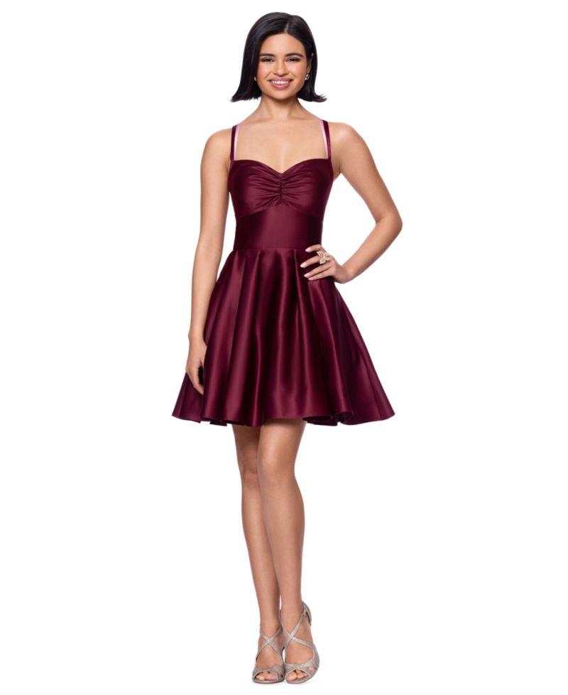 Juniors' Lamour Lace-Up Mini Dress