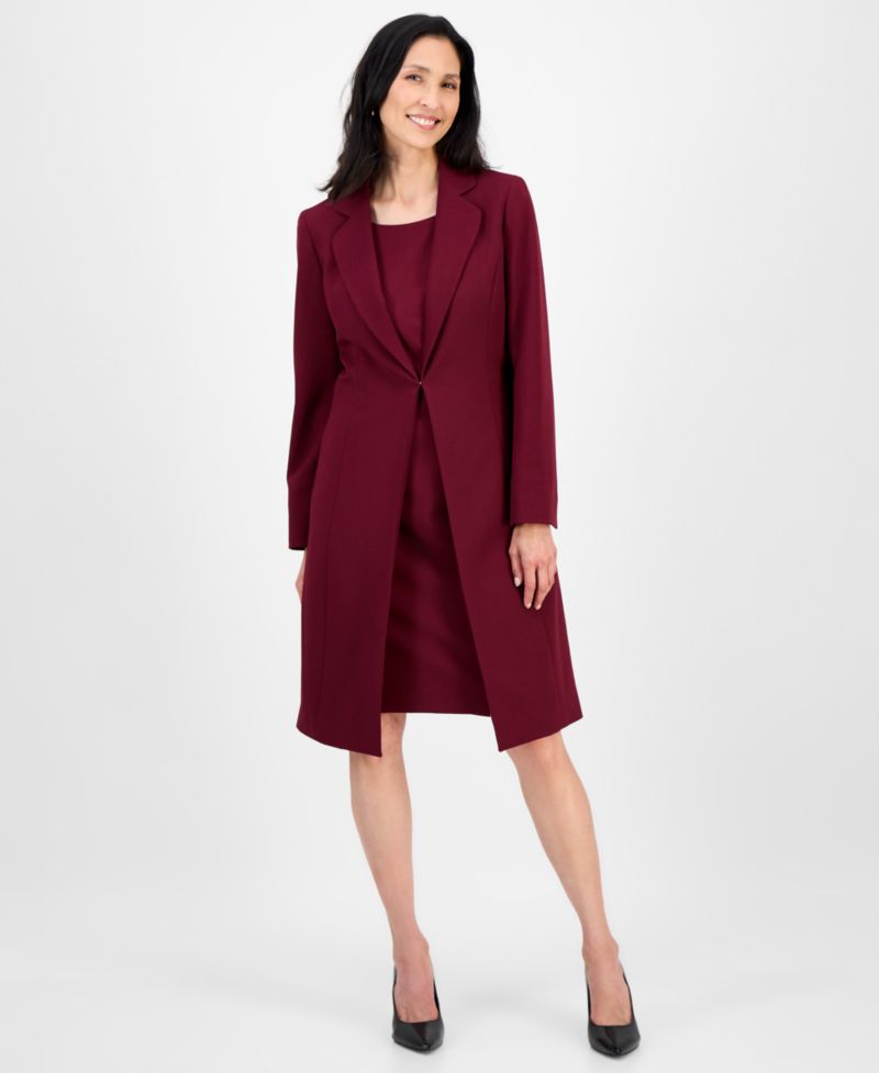 Women's Topper Jacket & Sleeveless 2 Piece Dress Suit, Regular & Petite