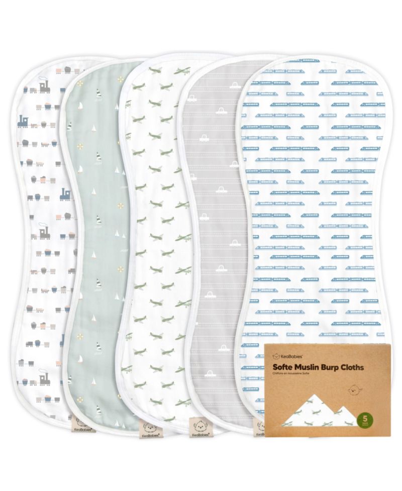 5pk Softe Muslin Burp Cloths for Baby Girls and Boys, Organic Burping Cloths for Babies, Baby Burp Clothes