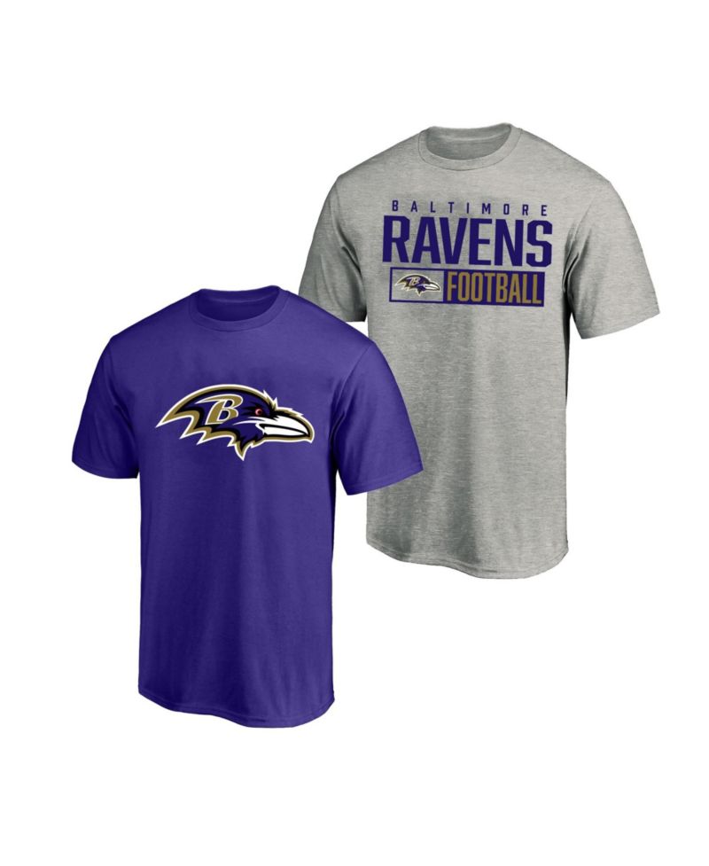 Men's Heather Gray/Purple Baltimore Ravens Big & Tall T-Shirt 2-Pack