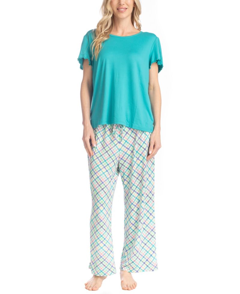 Women's Artistic Garden Round Neck Top and Ankle Pants