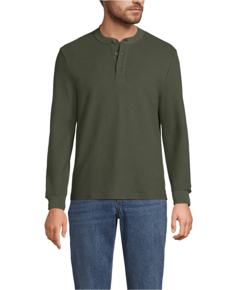 Men's Long Sleeve Honeycomb Pique Henley