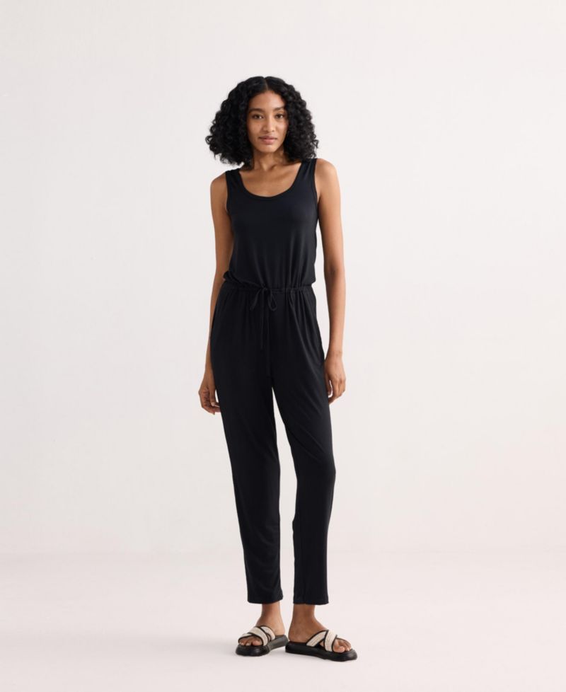 Women's Relaxed Drawstring Jumpsuit in Black