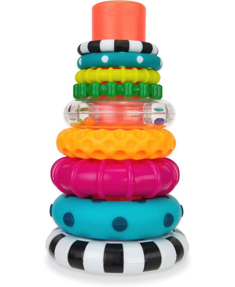 Sassy Stacks of Circles Stacking Ring STEM Learning Toy, 9 Piece Set