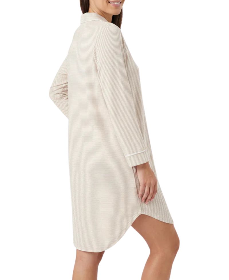 Women's Oatmeal Stripe Bamboo Sleepshirt