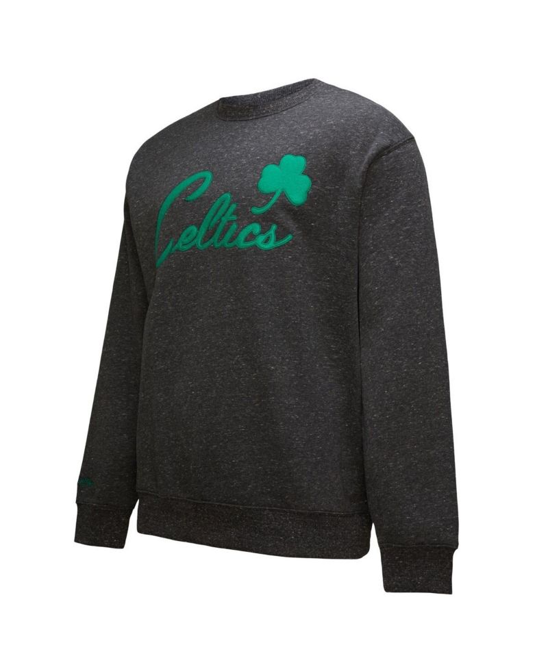 Men's Black Boston Celtics Hardwood Classics Blackout Collection Snow Washed Pullover Sweatshirt