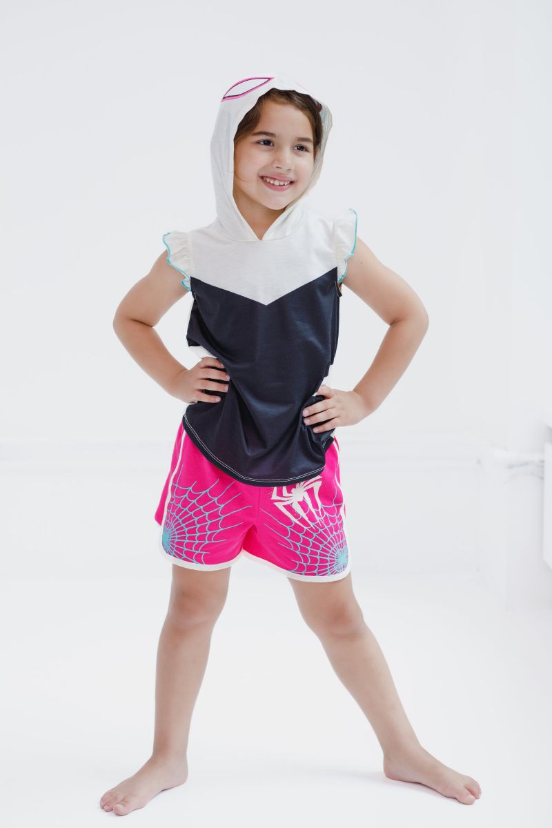 Little Girls SPIDERMAN Spidey and His Amazing Friends Cosplay Tank Top and Dolphin Active French Terry Shorts Outfit Set