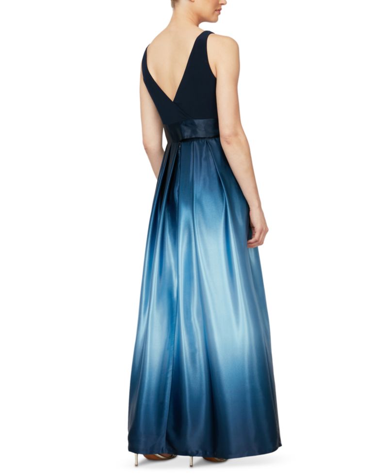 Petite Ombr&eacute; Satin Bow Sash Gown
