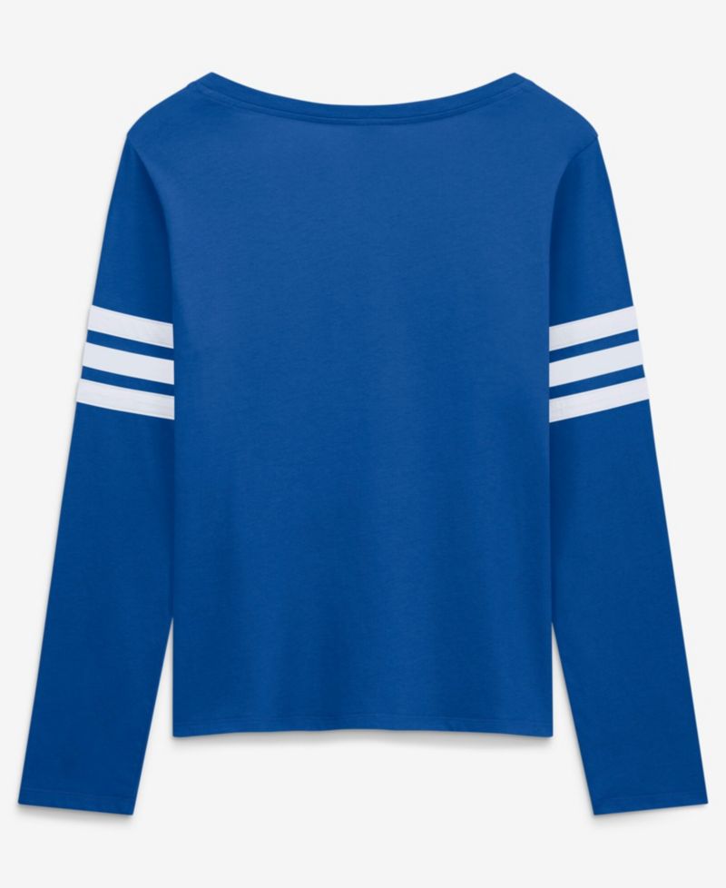 Women's Royal New York Giants Team First Coverage Scheme Lace-UpLong Sleeve T-Shirt