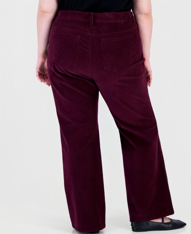 Plus Size Mid-Rise Flare-Leg Corduroy Pants