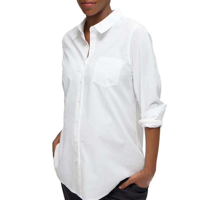 Women's Long Sleeve Poplin Nursing Button-Down Shirt