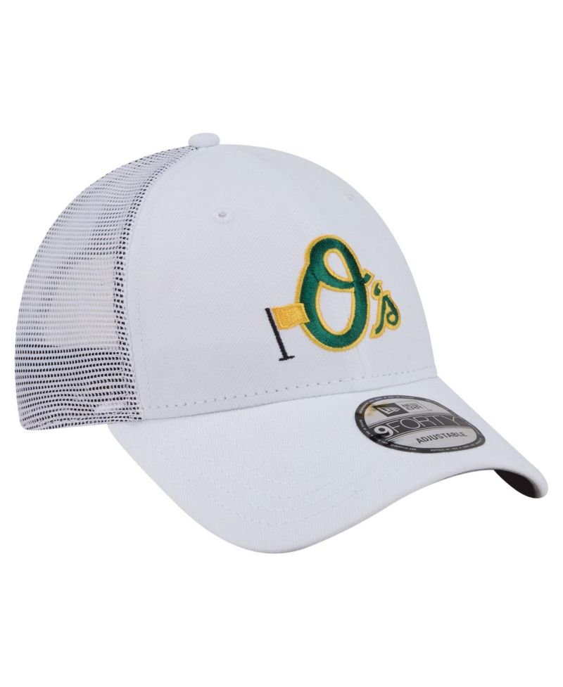 Men's White Baltimore Orioles Flag 9FORTY Trucker Adjustable Hat