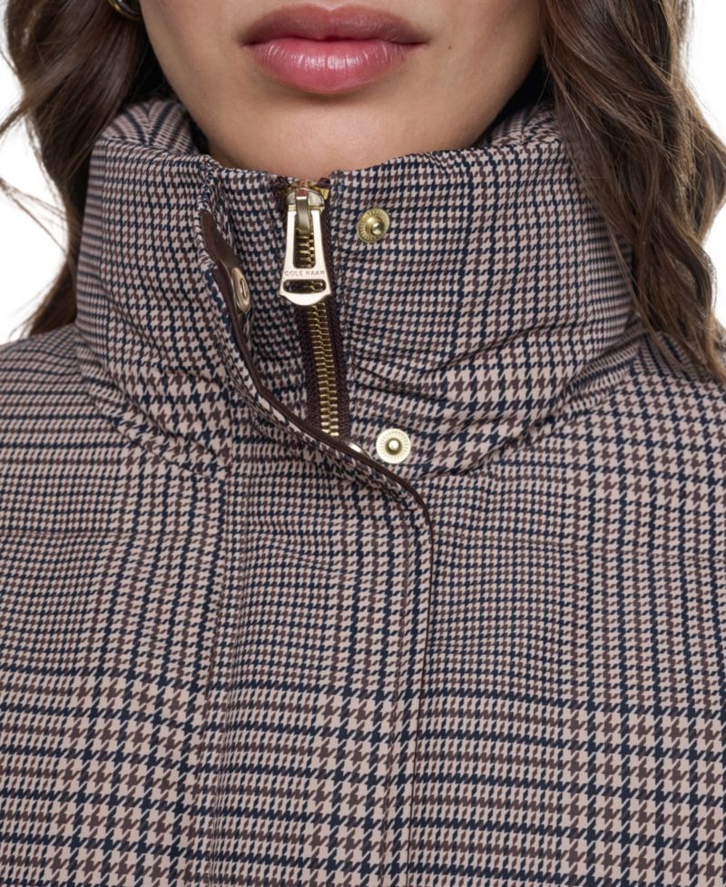 Women's Heritage Plaid Puffer Jacket with Stand Collar