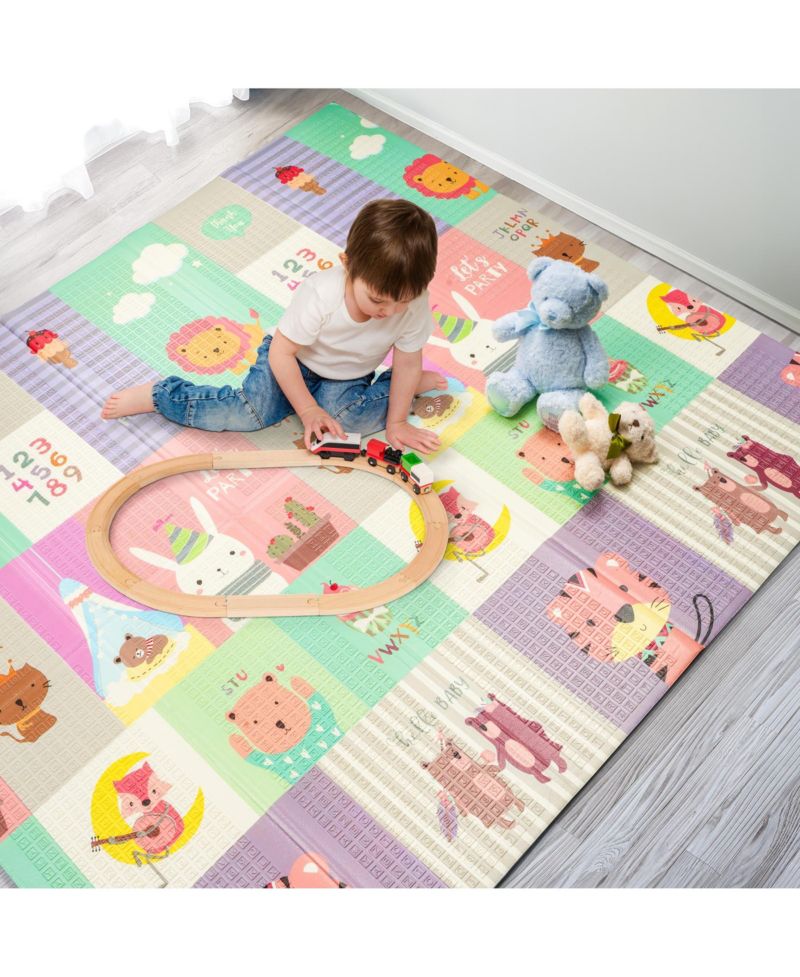 (78" x 70") Foldable Play Mats with Travel Bag - for Babies, Toddlers, and Kids Playtime & Tummy Time