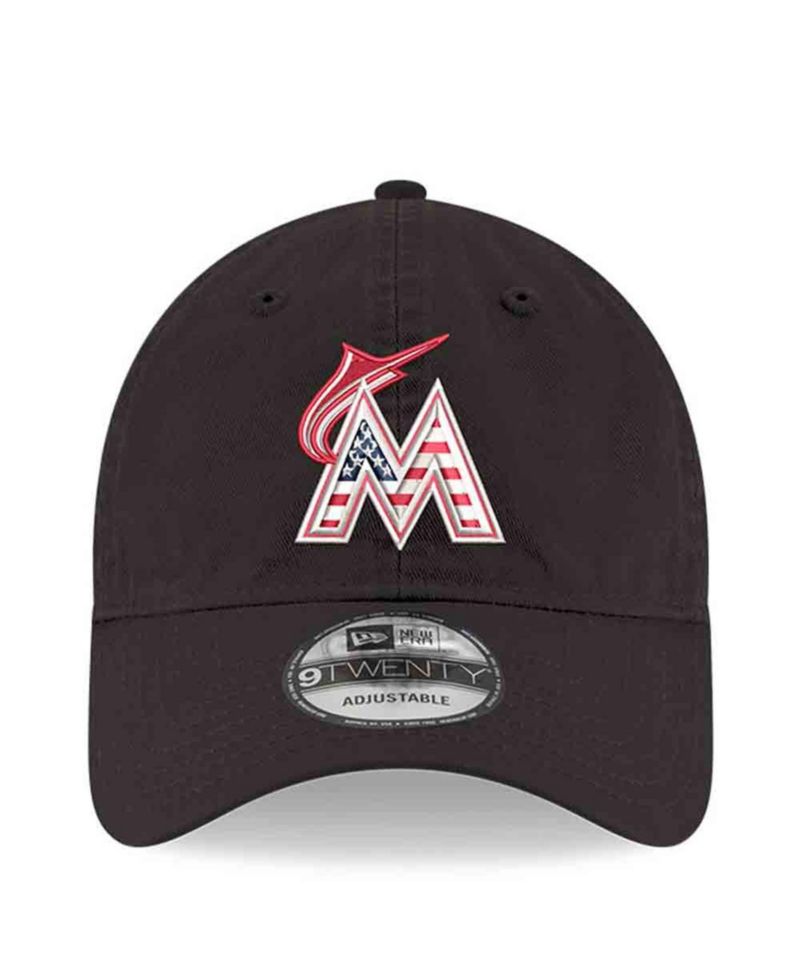 Men's Black Miami Marlins America 250 9TWENTY Adjustable Hat