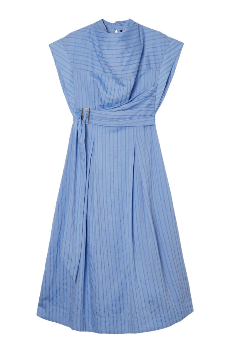 Women's Belted Woven Midi Shirt Dress