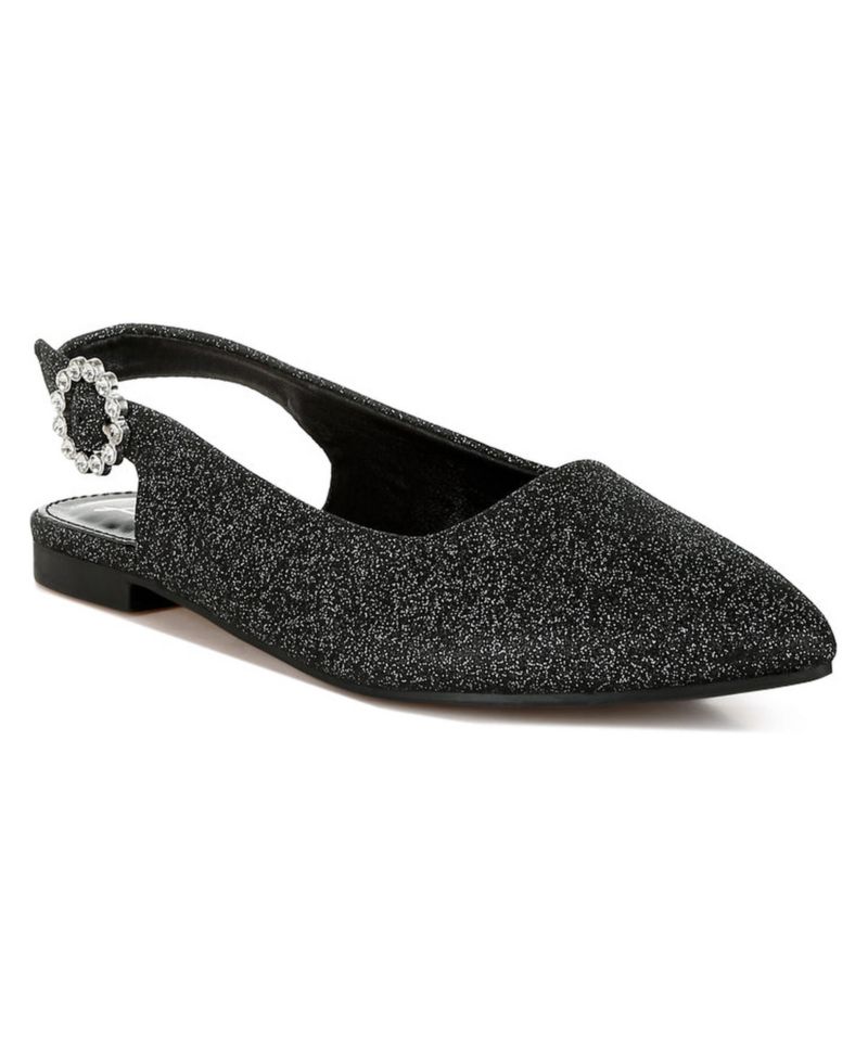 Womens Giora Glitter Slingback Flat Sandals