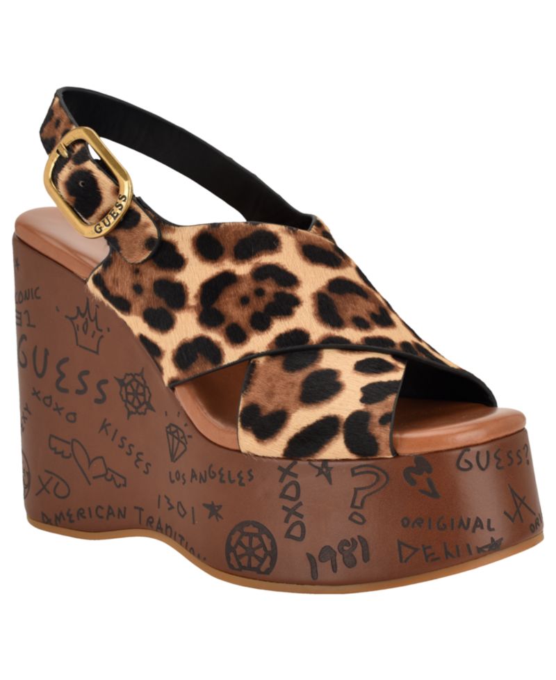 Women's Yarisel Logo-Embossed High Platform Wedge Sandals