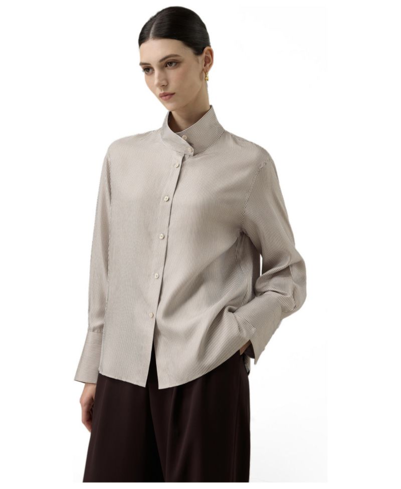 Women's Milano Silk Oversized Stand Collar Shirt