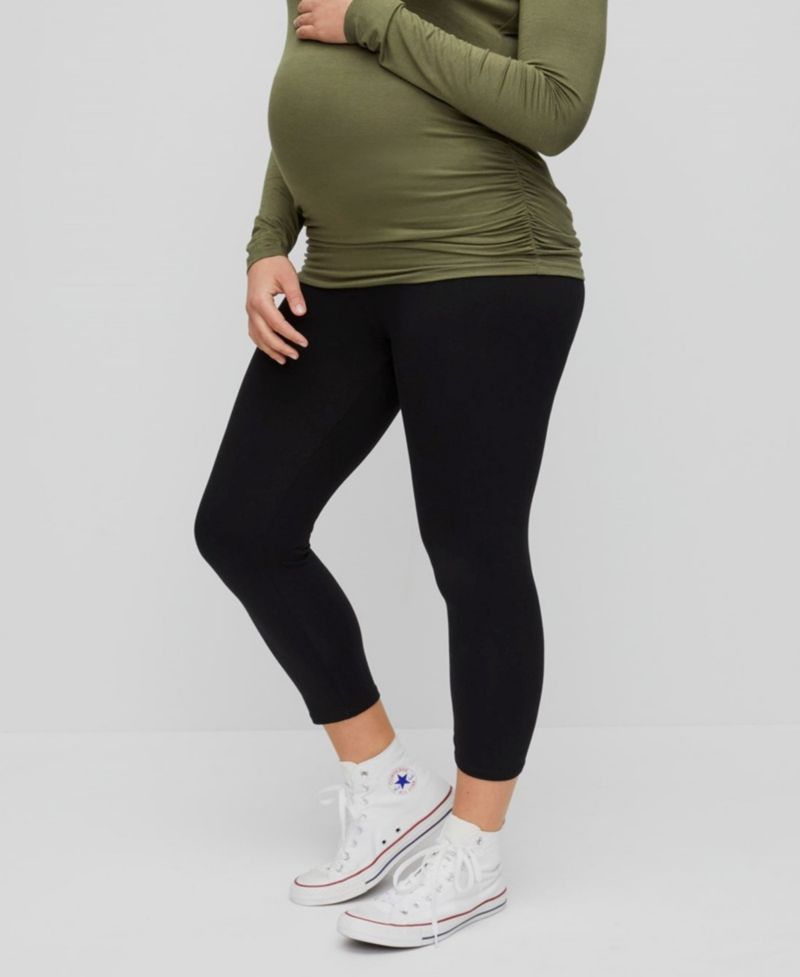 Women's Basic Secret Fit Belly Crop Leggings - Black - Size: Large - Motherhood