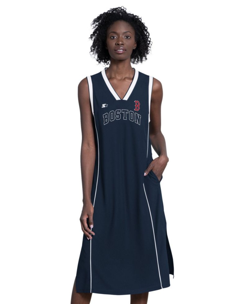 Women's Navy Boston Red Sox Line Up Sneaker Sleeveless Maxi Dress