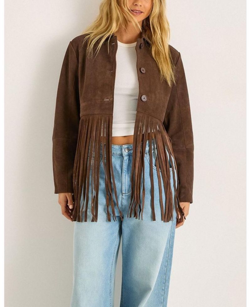 Women's Real Suede Fringe Jacket