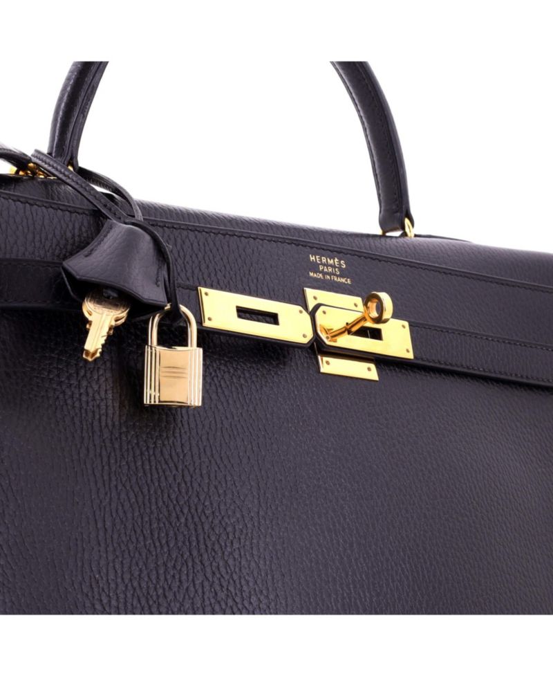 Pre-Owned Hermes Kelly 35 Handbag Black Ardennes with Gold Hardware