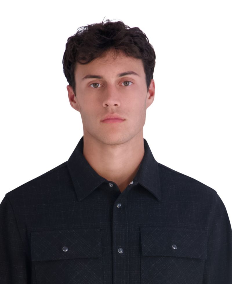 Men's Ponte Plaid Shirt Jacket