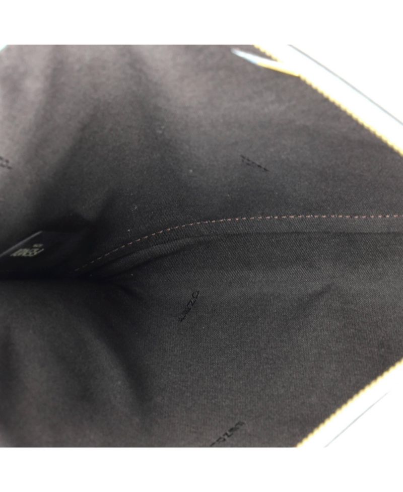Large Logo Flat Wristlet Pouch Embossed Leather