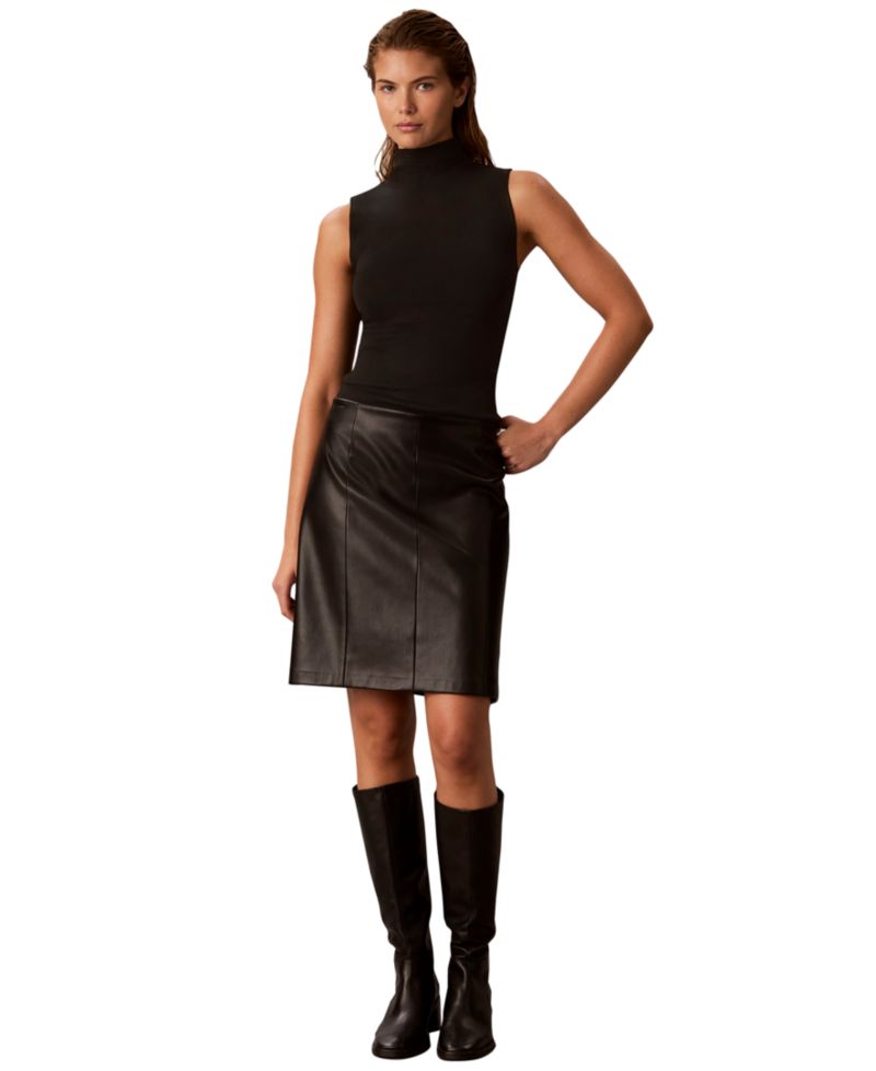 Petite Cutaway Mock Neck Knit Tank