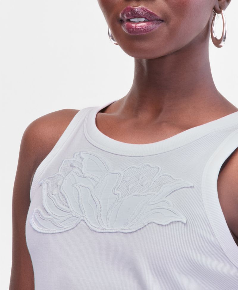 Women's Lace-Trim Ribbed Tank