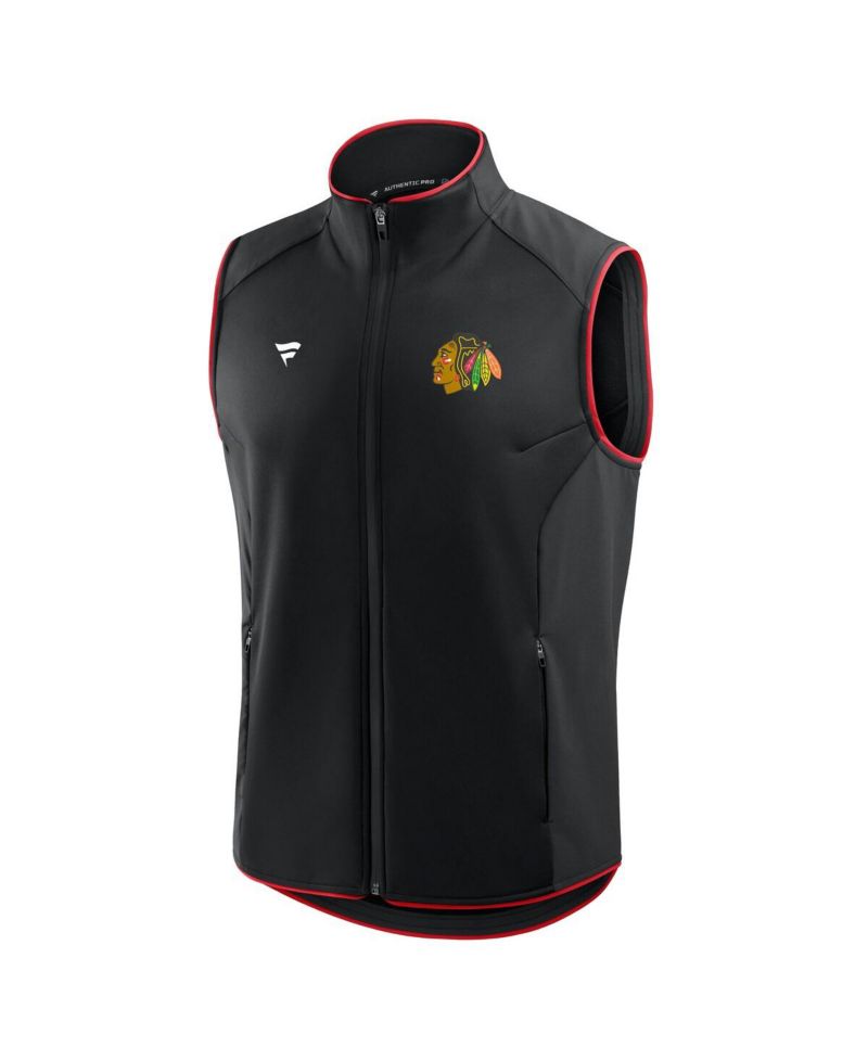 Men's Black Chicago Blackhawks Authentic Pro Rink Full-Zip Vest