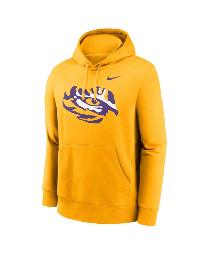 Men's Gold LSU Tigers Primetime Alternate Logo Club Fleece Pullover Hoodie