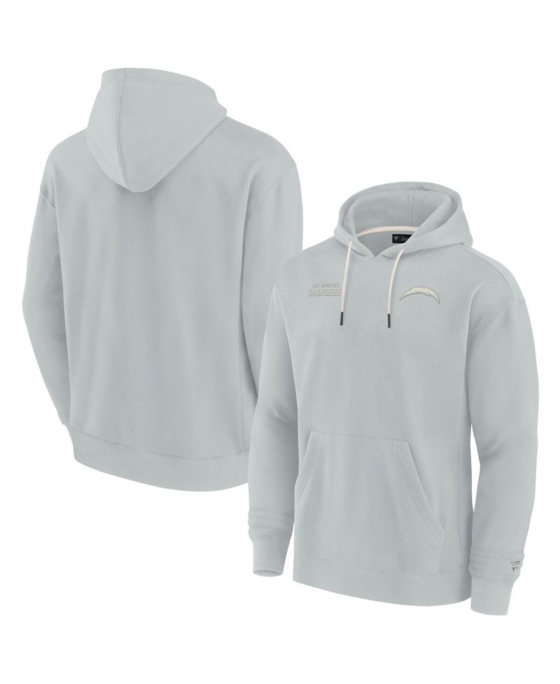 Men's and Women's Gray Los Angeles Chargers Super Soft Fleece Pullover Hoodie