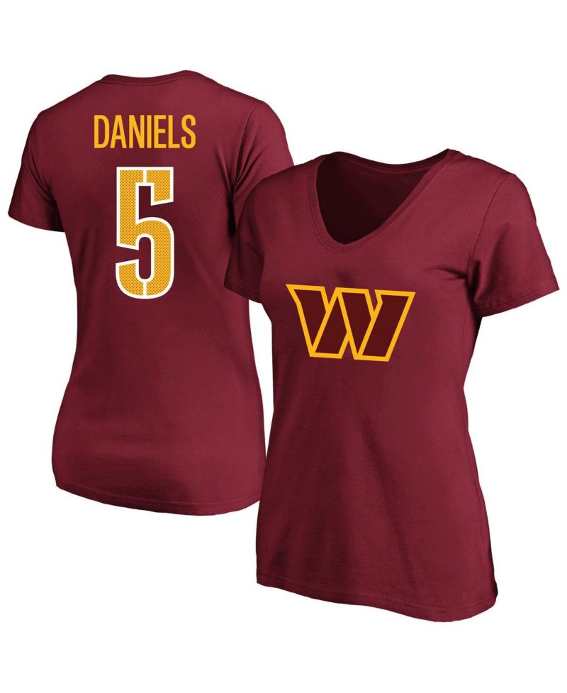Women's Jayden Daniels Burgundy Washington Commanders Plus Size Name & Number T-Shirt