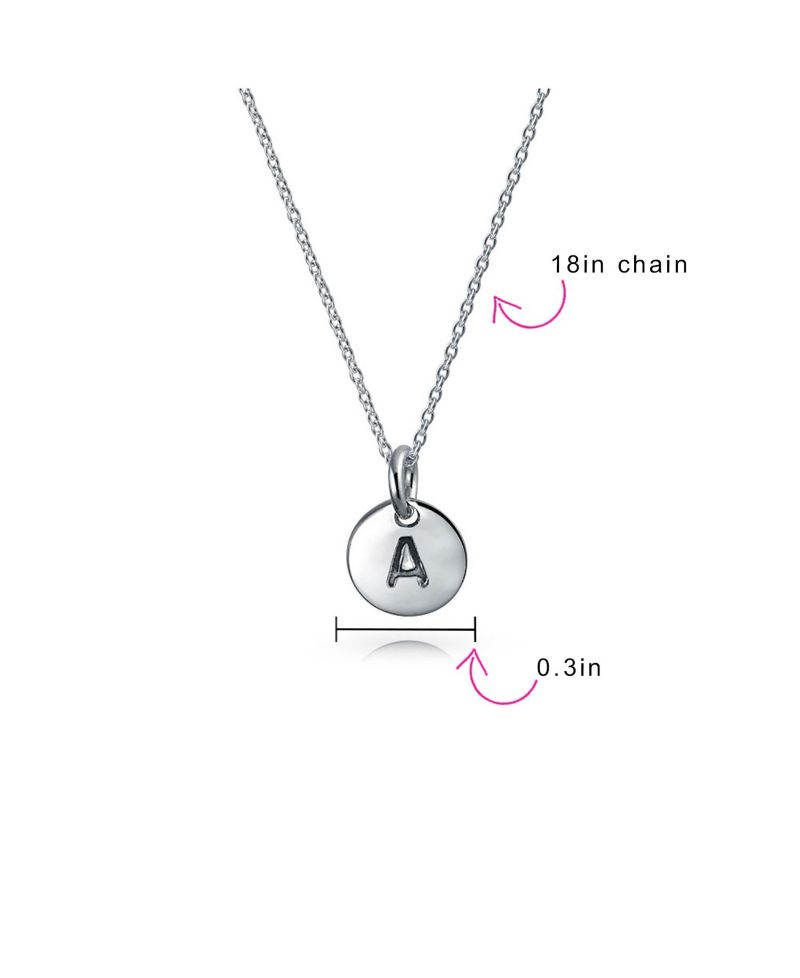 Tiny Circle Disc Alphabet Initial Y Pendant Necklace .925 Sterling Silver