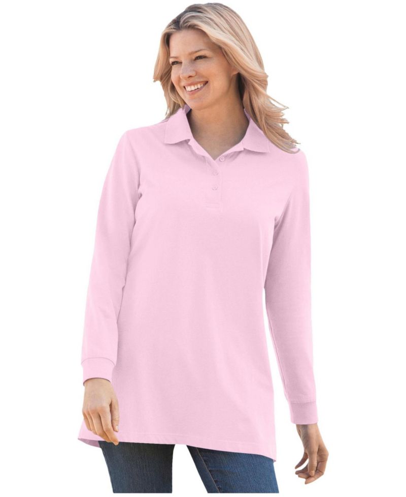 Women's Plus Size Long-Sleeve Polo Shirt