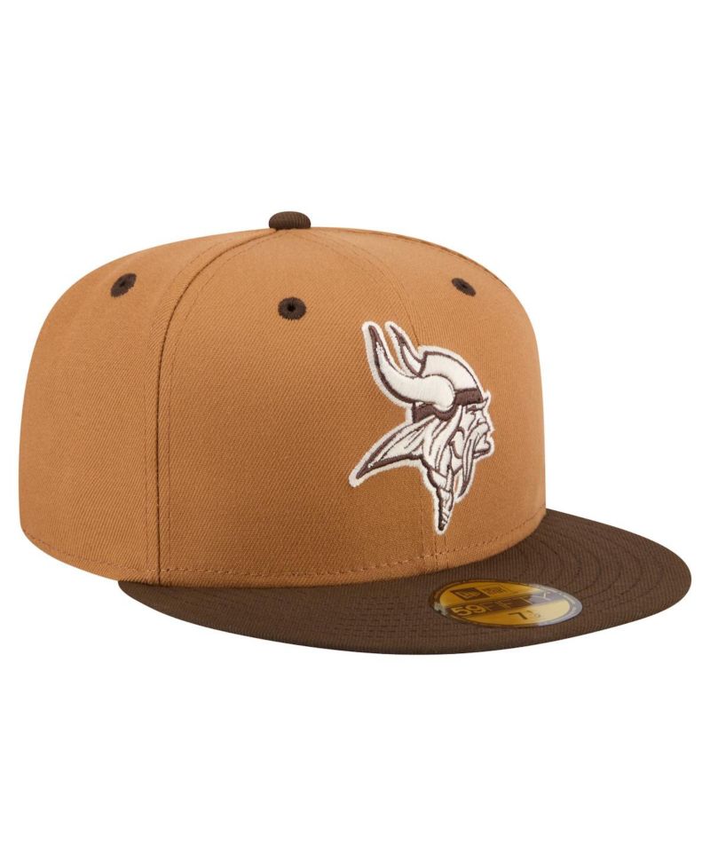 Men's Light Brown/Dark Brown Minnesota Vikings Two-Tone Walnut 59FIFTY Fitted Hat