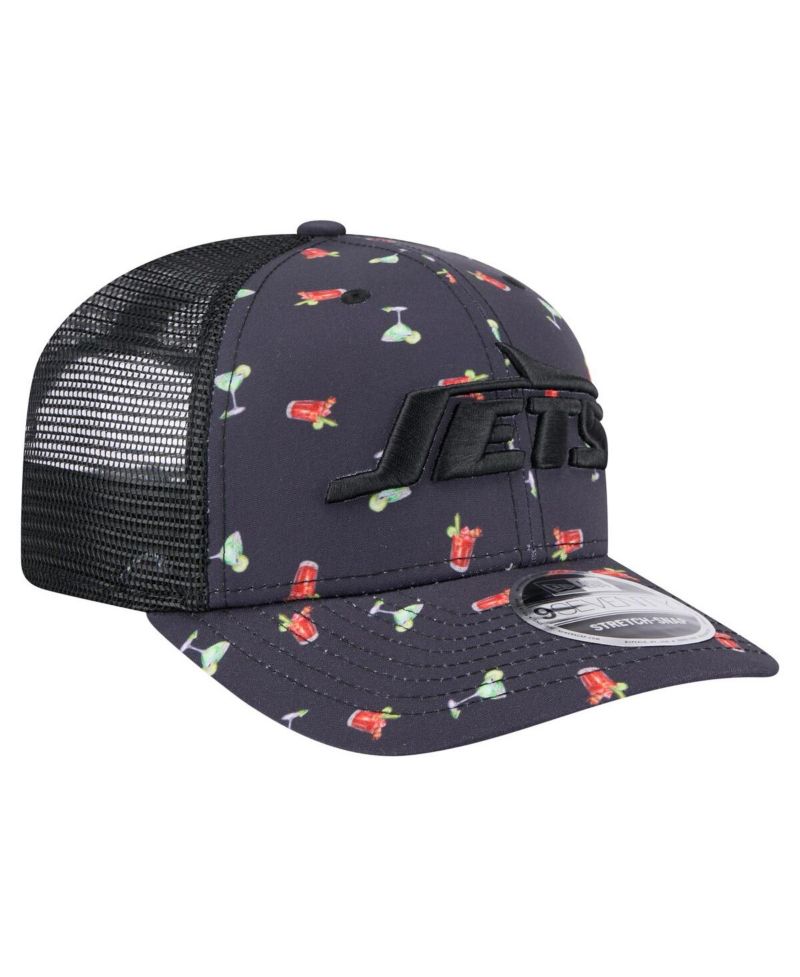 Men's Navy/Black New York Jets Adventure Drinks Pattern 9SEVENTY Stretch-Snap Hat