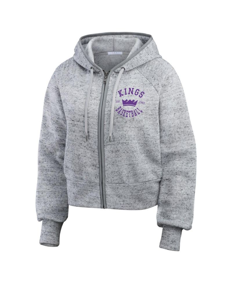 Women's Heather Gray Sacramento Kings Speckled Radiator Full-Zip Hoodie