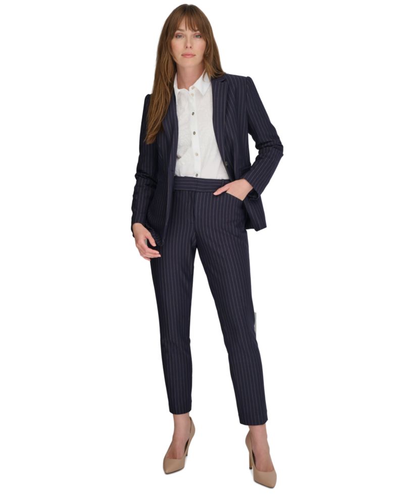 Women's Pinstripe Slim-Fit Single-Button Blazer