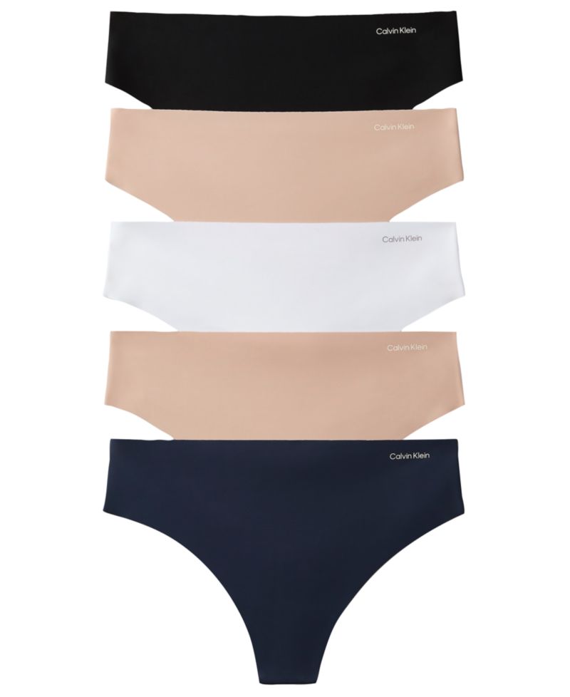 Women's Invisibles Seamless Microfiber Mid-Rise Thong, 5-Pack, QD5418