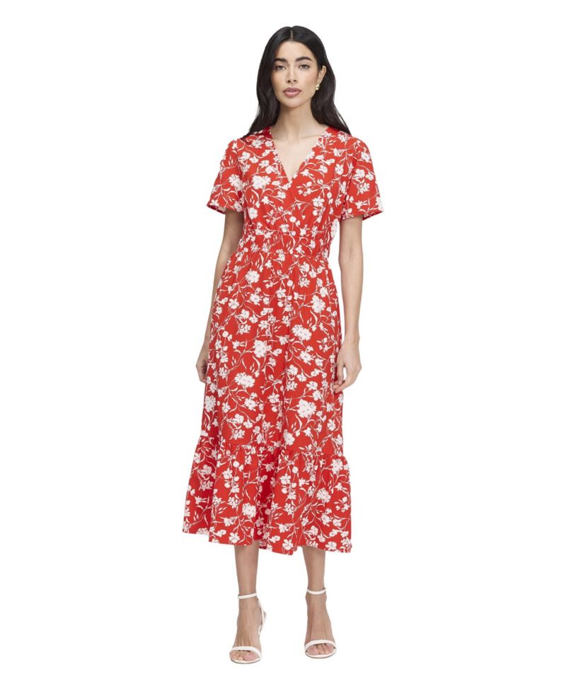 Women's Deena Wrap Floral Short-Sleeve Midi Dress