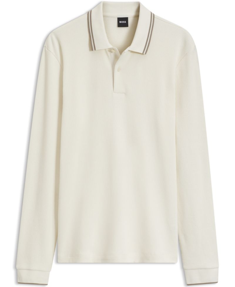 Men's H-Pittman 10 Waffle-Knit Long-Sleeve Polo Shirt