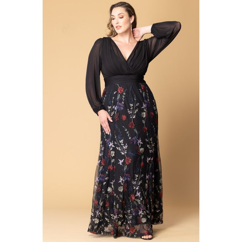 Plus Size Isabella Embroidered Mesh Formal Gown