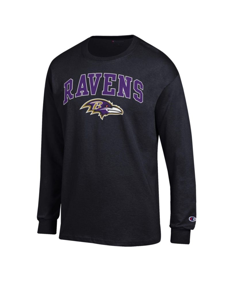 Men's Black Baltimore Ravens Arch Over Logo Long Sleeve T-Shirt
