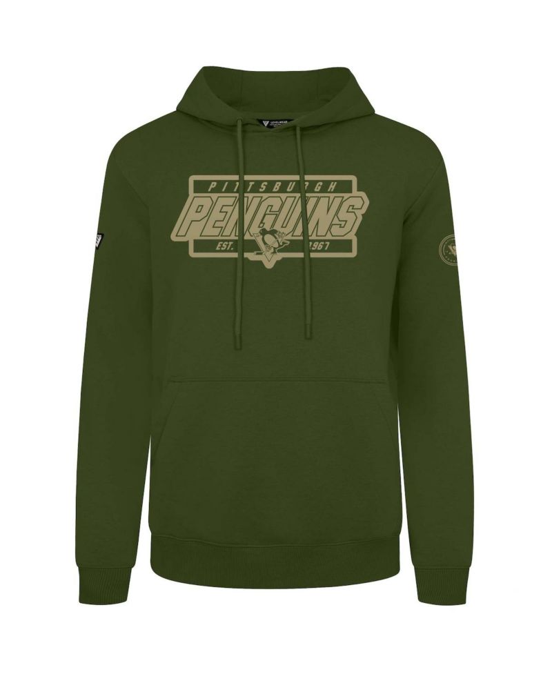 Men's Olive Pittsburgh Penguins Podium Pullover Hoodie